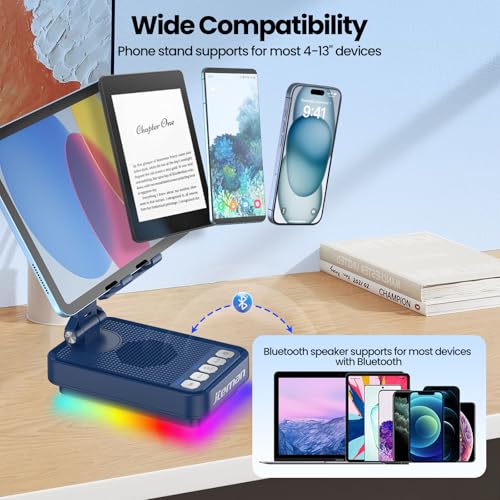 JTEMAN Gifts for Men Women Phone Stand Bluetooth Speaker with Light and Charging Function, 360 Rotating Phone Holder Cool Tech Mom Dad Gifts Husband Unique Birthday Gift Ideas - Blue - color: Blue
