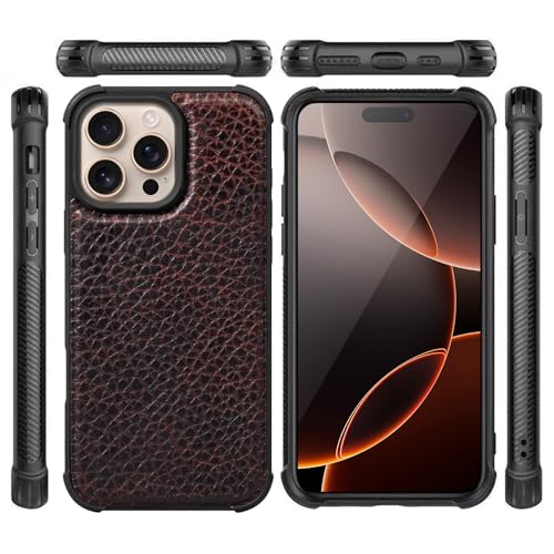 Leather Wallet Case for iPhone 16 Pro Max, Speckled Dark Brown | Genuine Leather, Magnetic Detachable, 2-in-1 Flip Folio, RFID Blocking, Wireless Charging - color: Speckled Dark Brown, size: 16 Pro Max 6.9‘’