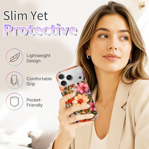 Case Compatible with iPhone 17 Pro Max, 2025 Anti-Yellow Ultra Transparent Soft TPU Phone Case, Shockproof Anti-Slip Slim Lightweight Full Coverage Protective (Glass Flowers) - color: Glass flowers