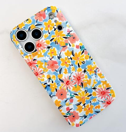 Qokey Floral Case Compatible with iPhone 17 Pro Max, Cute Garden Flowers Design for Girls Women, Soft Bumper Lightweight Slim Fit Shockproof Non-Yellowing Phone Cover, Reddish Yellow Floral - color: Reddish Yellow