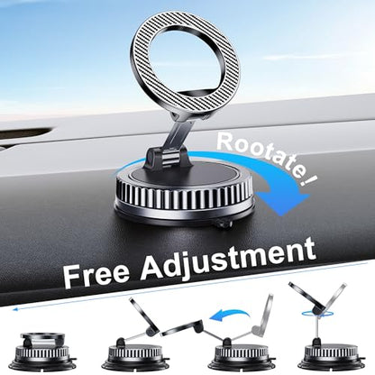 Car Phone Holder for Magsafe [2026 89+LBS Suction & 3700gf Magnetic] 360° Adjustable Cell Phone Mount, Phone Holders for Your Car Dashboard Windshield Camera for iPhone 17-12