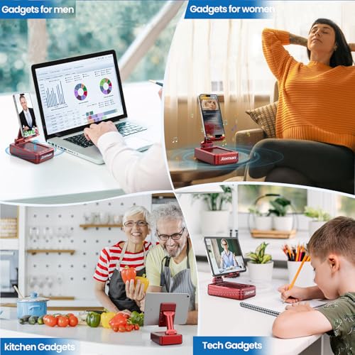 JTEMAN Bluetooth Speaker with Cell Phone Stand,Gifts for Men Tech Gadgets - color: Red