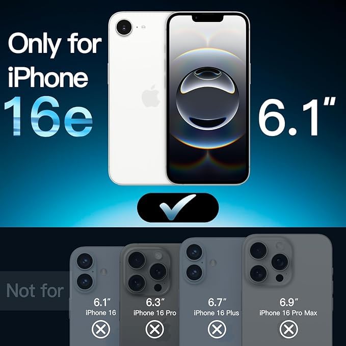 3 Set Tempered Glass Screen Protector for Apple iPhone 16e Front and Film Back
