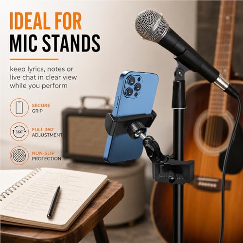 Phone Holder for Mic Stand, Music & Recording Mount