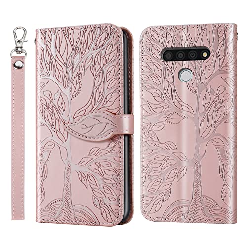 LG Stylo 6 Wallet Case with Card Holder/Slot,PU Leather Flip Folio Shell [Magnetic Closure][Wrist Strap][Kickstand] Shockproof Cover Fit LG Stylo 6(6.8''),Rose Gold - color: Rose gold, size: LG Stylo 6