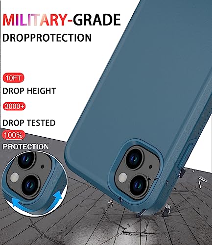 Diverbox for iPhone 14 Case [Shockproof] [Dropproof] [Tempered Glass Screen + Camera Lens Protector],Heavy Duty Protection Phone Case for Apple iPhone 14 (Blue-2in1) - color: BLUE-2in1