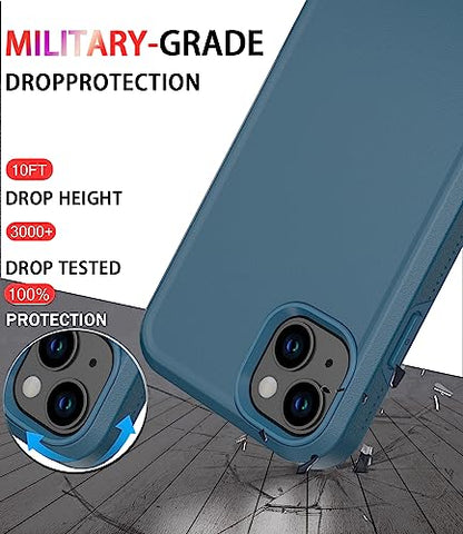Diverbox for iPhone 14 Case [Shockproof] [Dropproof] [Tempered Glass Screen + Camera Lens Protector],Heavy Duty Protection Phone Case for Apple iPhone 14 (Blue-2in1) - color: BLUE-2in1