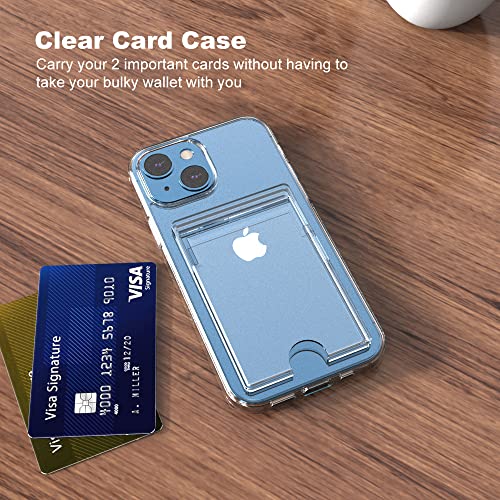 【Upgrade】 for iPhone 13 Clear Wallet Case, Anti-Yellowing Slim Fit Thin TPU Bumper + PC Back Case with 2 Cards Holder - color: Clear, size: iPhone 13