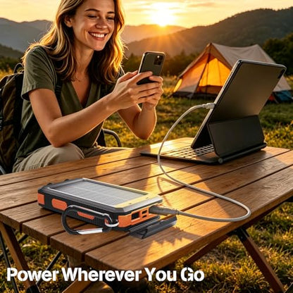 Solar Power Bank 38800mAh Portable Charger for iPhone18/17/16, Samsung - color: Pumpkin