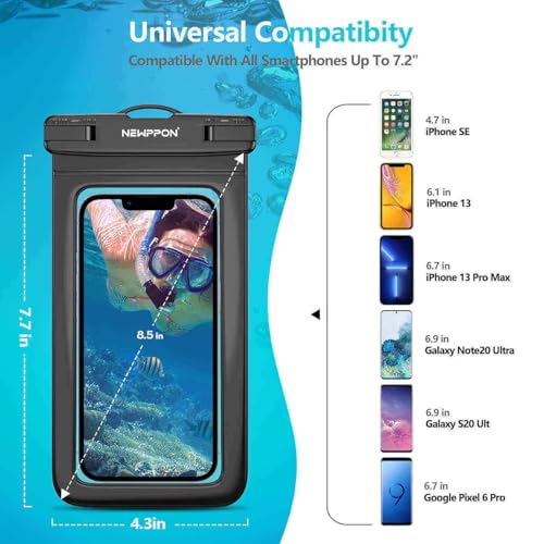 4 Pack 8.5“ Waterproof Cell Phone Pouch - Underwater Dry Bag Case Lanyard - Water Proof Clear Holder Protector for iPhone 16 15 14 Pro Max Plus Samsung Galaxy S25 S24 Ultra Note for Beach Swimming - color: 4 Pack Magenta