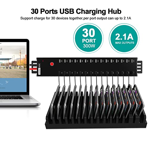 A-812 30-Port USB 2.0 Hub, 300W, 30-Device Charge & Sync