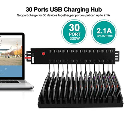 A-812 30-Port USB 2.0 Hub, 300W, 30-Device Charge & Sync