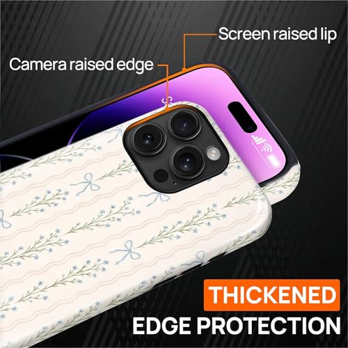 Magnetic for iPhone 15 Pro Max Case,[Compatible with Magsafe] Dual Layer Protective Heavy Duty Shockproof Rugged Drop Protection Bumper Hybrid Case - Blue Bow Stripes - color: Blue Bow Stripes, size: iPhone 15 Pro Max
