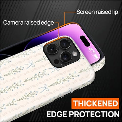 Magnetic for iPhone 15 Pro Max Case,[Compatible with Magsafe] Dual Layer Protective Heavy Duty Shockproof Rugged Drop Protection Bumper Hybrid Case - Blue Bow Stripes - color: Blue Bow Stripes, size: iPhone 15 Pro Max