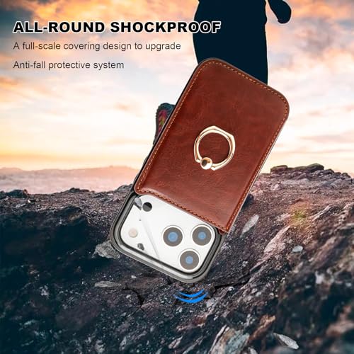 ONETOP for iPhone 18/17 Pro Wallet Case with Credit Card Holder,Brown - color: Brown