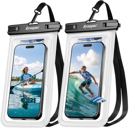 Rynapac Waterproof Phone Pouch [Up to 8.5"] - 2 Pack, IPX8 Waterproof Phone Case with Lanyard for iPhone 17 16 15 Pro Max, Touchscreen & Photograph, Cellphone Dry Bag for Beach Cruise Essentials 2026 - color: [Clear + Clear]