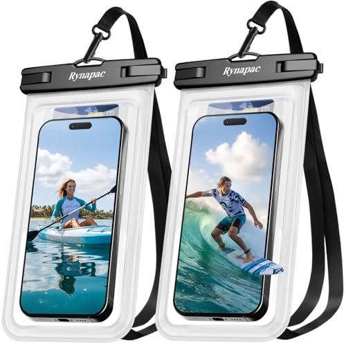 Rynapac Waterproof Phone Pouch [Up to 8.5"] - 2 Pack, IPX8 Waterproof Phone Case with Lanyard for iPhone 17 16 15 Pro Max, Touchscreen & Photograph, Cellphone Dry Bag for Beach Cruise Essentials 2026 - color: [Clear + Clear]