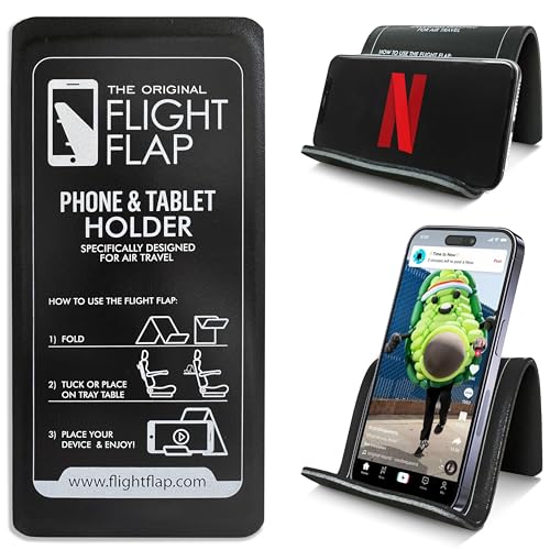 Flight Flap Airplane Phone Holder - Foldable Phone Stand for Plane Travel - color: Black, size: Large