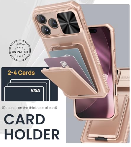 SSLOTSCASE for iPhone 17 Pro Case with Wallet & Kickstand, Rose Gold - color: Gold, size: Iphone 17 Pro