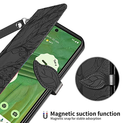 Wallet Case for 7 with Card Holder/Slot,PU Leather Folio Flip Shell [Kickstand][Magnetic Closure][Wrist Strap] Shockproof Cover fits 7, Black - color: Black, size: Google Pixel 7