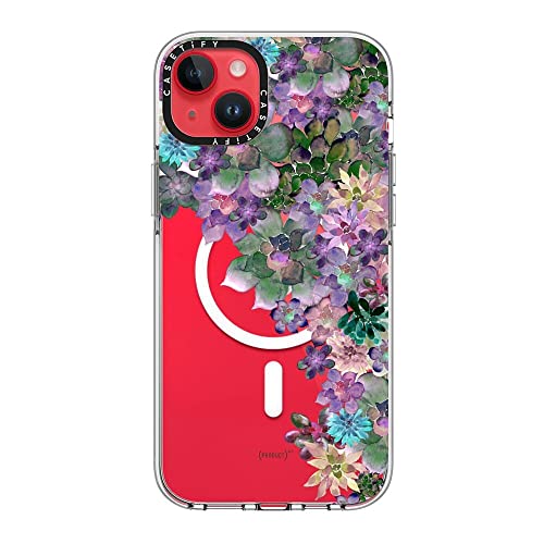CASETiFY for iPhone 14 Plus Case - Impact Clear Compatible with MagSafe | Not Yellowing | 6.6 ft. 3X Military Grade Drop Protection | MY SUCCULENT GARDEN | Clear - color: MY SUCCULENT GARDEN, size: Iphone 14 Plus (6.7")