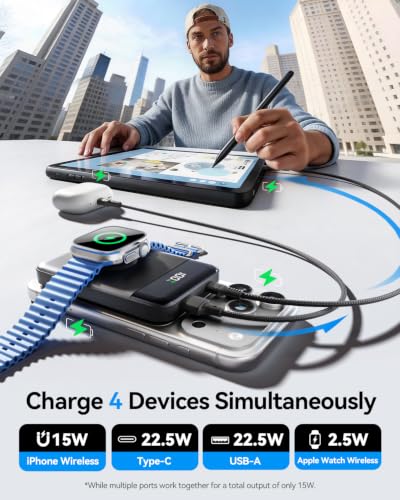 for Magsafe Portable Charger, 10000mAh USB-C 22.5W Power Bank, Black - color: Black