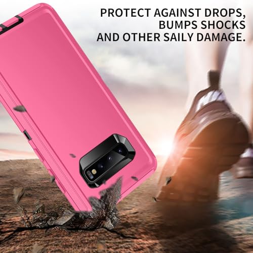for Galaxy S10 Case,[Without Screen Protector] Heavy Duty Shockproof Dust/Drop Poof 3 Layers Full Bady Protection Rugged Cover for Galaxy S10,Pink/Black - color: Pink/Black