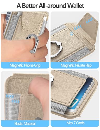 for Magsafe Wallet with Grip; 6-Card Holder; Stronger Magnetic Phone Wallet - color: Gold