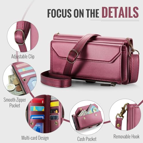 Asuwish Phone Case for Samsung Galaxy A17 5G Zipper Wallet Cover with Tempered Glass Screen Protector and Leather Flip RFID Blocking Credit Cash Card Holder Stand Cell A 17 17A 4G Women Girls Wine Red - color: Wine Red