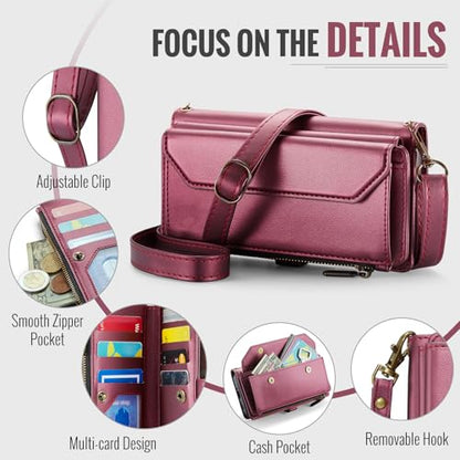 Asuwish Phone Case for Samsung Galaxy A17 5G Zipper Wallet Cover with Tempered Glass Screen Protector and Leather Flip RFID Blocking Credit Cash Card Holder Stand Cell A 17 17A 4G Women Girls Wine Red - color: Wine Red