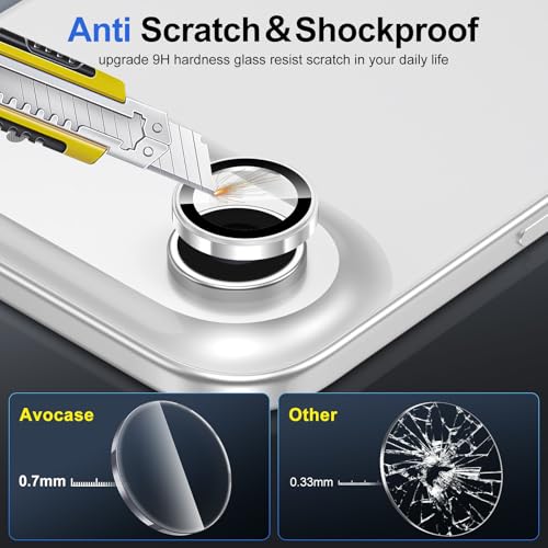 for iPhone Air Camera Lens Protector, Individual Metal Ring Tempered Glass Lens Cover,[Strong Adsorption] Scratch Resistant Thin HD Clear Lens Cover,1 Set-Slivery Ring