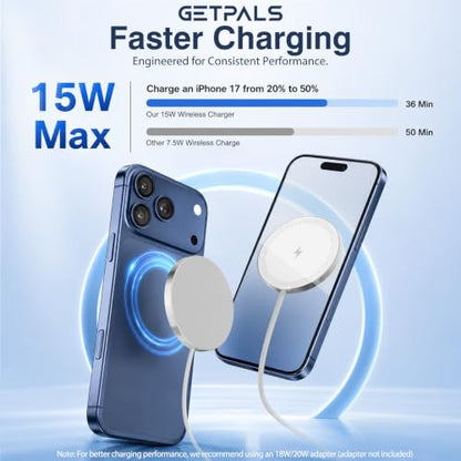 15W Fast Magnetic Wireless Charging Pad Suitable for Travel Home Office - color: White