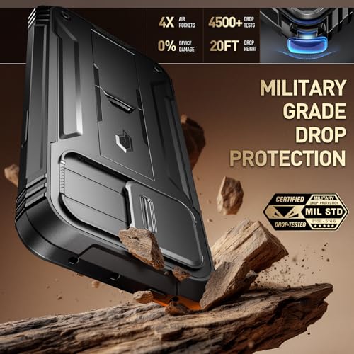 Poetic Revolution Case Compatible with Galaxy XCover7 Pro 5G, [Slide Camera Cover], [20FT Mil-Grade Drop Tested], Full-Body Military Grade Rugged Dual-Layer Shockproof Cover with Kickstand, Black - size: Galaxy XCover7 Pro