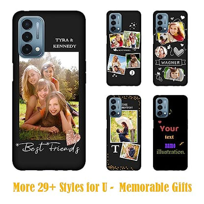 Custom Photo Phone Case for OnePlus Nord N200 5G with Personalized Picture Text Logo Name - Slim Soft Black Silicon Protective N 200 5 G Cover 6.5 Inch Unique Niche Gift for Best Friends - color: Black 06 - Best Friends, 1 Photo Name