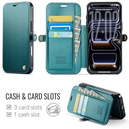 for iPhone 17 Pro Max Slim Case Wallet Wireless Charging Bluegreen - color: Blue Green, size: iPhone 17 Pro Max - 6.9"