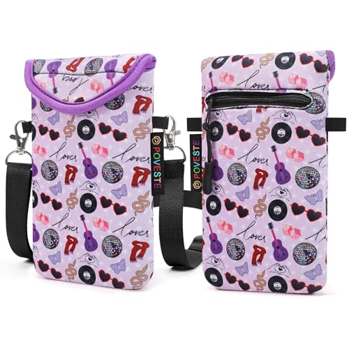 Flap Closure Secure Cell Phone Bag with Card Pocket for iPhone & Samsung - color: On Tour Purple