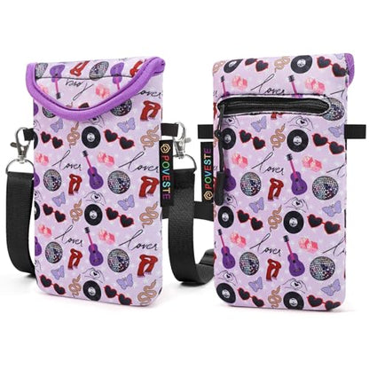 Flap Closure Secure Cell Phone Bag with Card Pocket for iPhone & Samsung - color: On Tour Purple