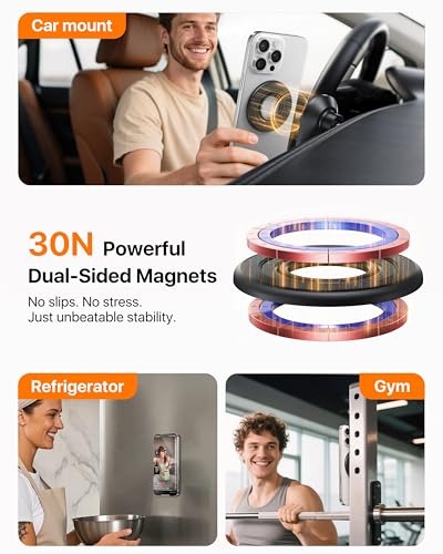 andobil 2026 3rd Gen Stability Magnetic Phone Ring Grip for MagSafe, Black - color: Black
