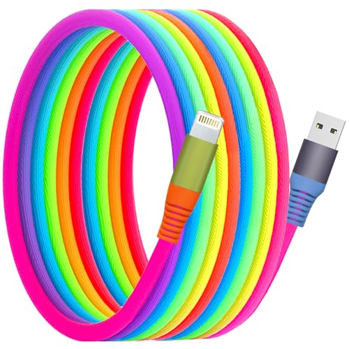 6.6ft Rainbow Gradual Braided Lightning Cable, USB A to Lightning Charging Cable for iPhone 14/13/12/11/XS/XR/X/8/7/6/5/SE/iPad/Air/Mini/iPod - size: 6.6FT