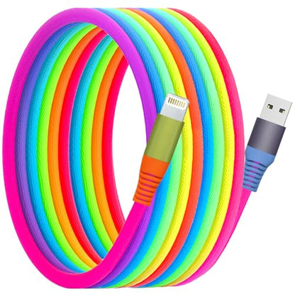6.6ft Rainbow Gradual Braided Lightning Cable, USB A to Lightning Charging Cable for iPhone 14/13/12/11/XS/XR/X/8/7/6/5/SE/iPad/Air/Mini/iPod - size: 6.6FT