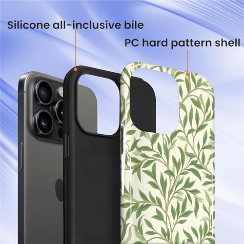 Case for iPhone 14 Pro Max, Shockproof Hybrid Protective Phone Case, Dual-Layer Drop Protection Anti-Scratch, Green Leaves - color: Green Leaves, size: iPhone 14 Pro Max