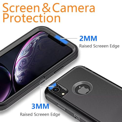 YmhxcY for iPhone XR Case Shockproof Dropproof Dust-Proof Drop Proof 3-Layer Durable Phone Case Heavy Duty Protection Phone Case Cover for Apple iPhone XR 6.1“ Black and Grey - color: SF-Black / Grey