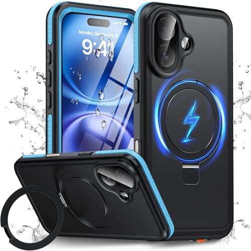 Oterkin Magnetic Stand for iPhone 16 Plus Case Waterproof IP68, Blue - color: Blue, size: iPhone 16 Plus 6.7''