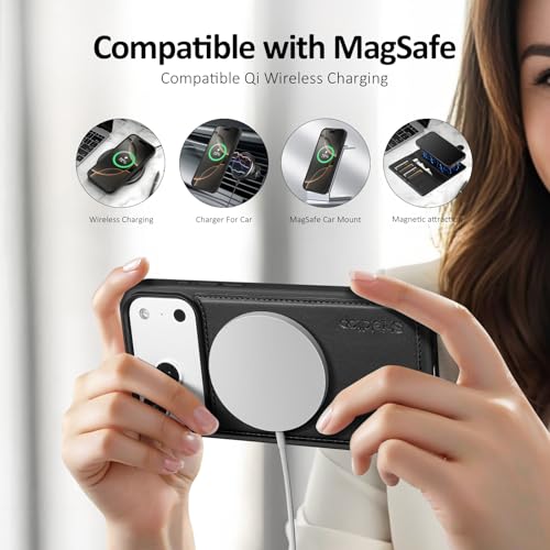 Shieldtop Compatible with MagSafe iPhone 17 Pro Max Wallet Case,Black | 2 in 1 Detachable Magnetic,Credit Card Holder Slots,RFID Blocking,PU Leather,Kickstand,Flip Folio Phone Cover for Men & Women - color: Black, size: KFT-iP 17 Pro Max - 6.9"