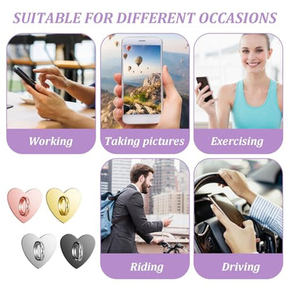 12Pcs Cell Phone Ring Holder,Heart Shaped Phone Finger Ring,4 Color