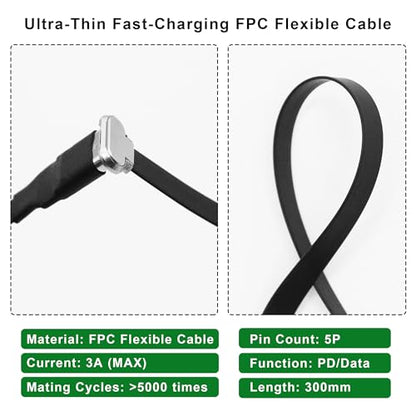 Right Angle USB C Flat Extension Cable 90 Degree USB C Male to Female Fast Charge Data Cord for Power Banks Phone(11.8in/300mm) - size: 11.8in/300mm