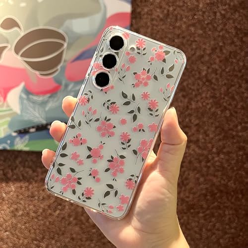 for Samsung Galaxy S23 Plus Case, Floral Flowers Cute Aesthetic Clear Floral Pattern Case for Women Girls,Transparent Slim Soft Shockproof Cover for S23 Plus,Green Branch Flower - color: Green Branch Flower, size: for Samsung Galaxy S23 Plus