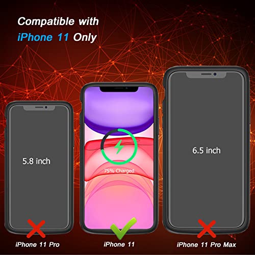 Battery Case for iPhone 11, [10000mAh] Enhanced Rechargeable Portable Protective Qi Wireless Charger Case Pack Support CarPlay Wireless Charging Case Compatible with iPhone 11 (6.1 inch)-Black - size: iPhone 11