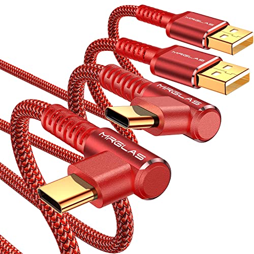 MRGLAS 3.2A USB C Charger Cable,[2-Pack,6.6+6.6FT] USB A to USB C - color: Red, size: 6.6FT+6.6 FT