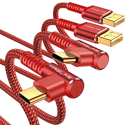 MRGLAS 3.2A USB C Charger Cable,[2-Pack,6.6+6.6FT] USB A to USB C - color: Red, size: 6.6FT+6.6 FT